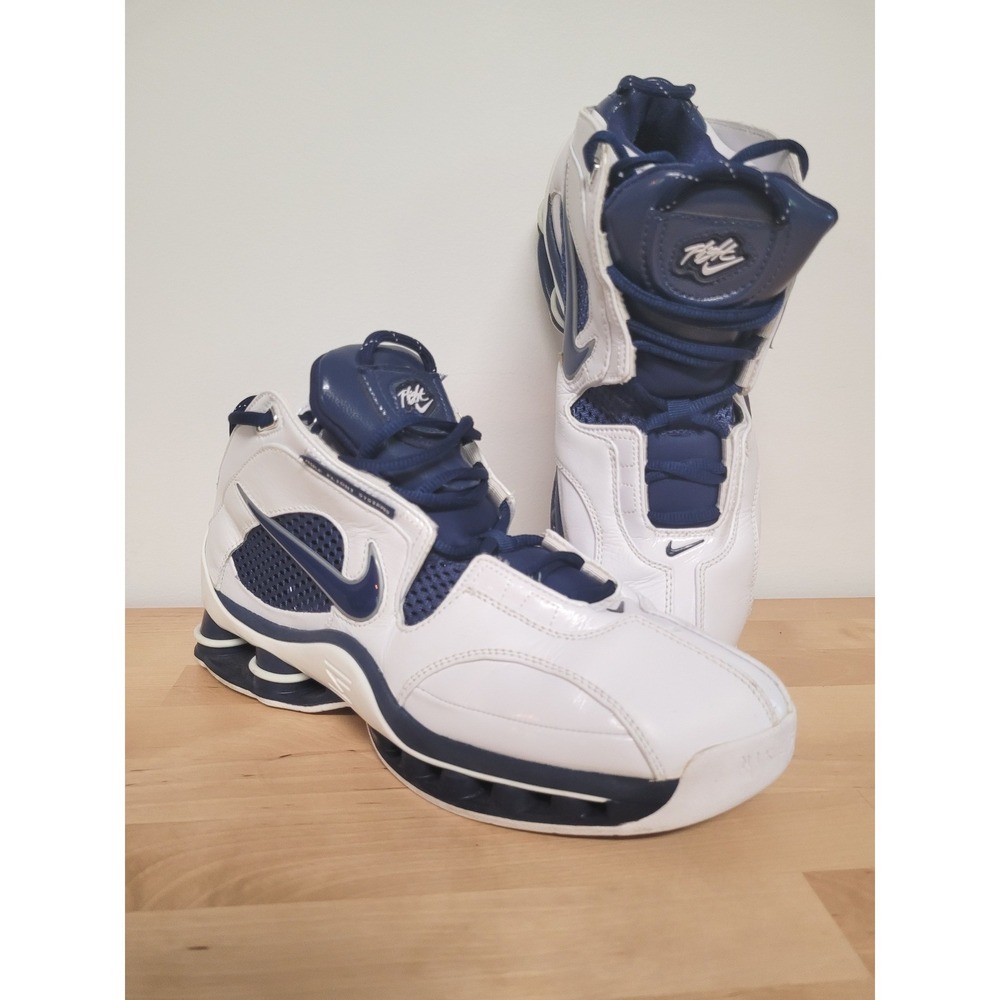 Nike Shox Flight Systems Women 9 White Navy Basketball Sneakers 309182-141